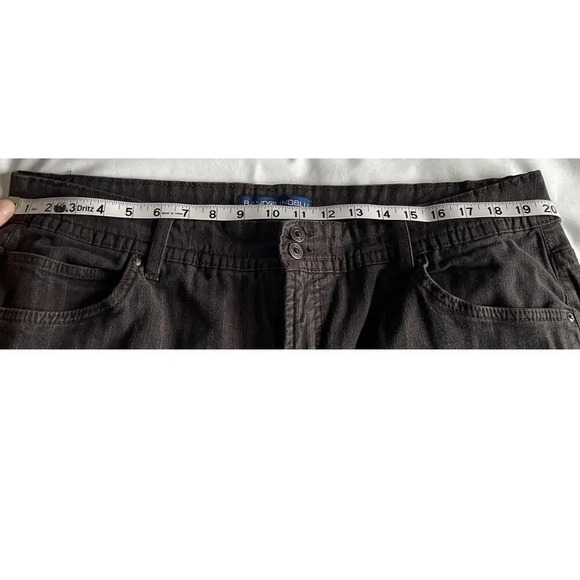 Bandolino Blu Brown Striped Cuffed Capri Pants Women Size 20W Button Pockets - Picture 9 of 10